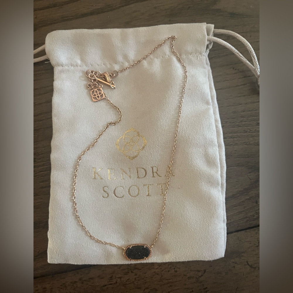 Kendra Scott Rose Gold Necklace with Dark Pendant